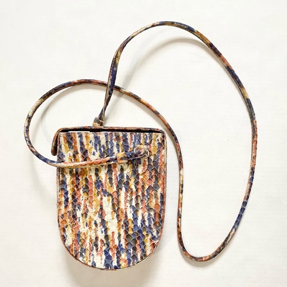 Vintage Handbags - Vintage Scepi Snakeskin Print Leather Crossbody